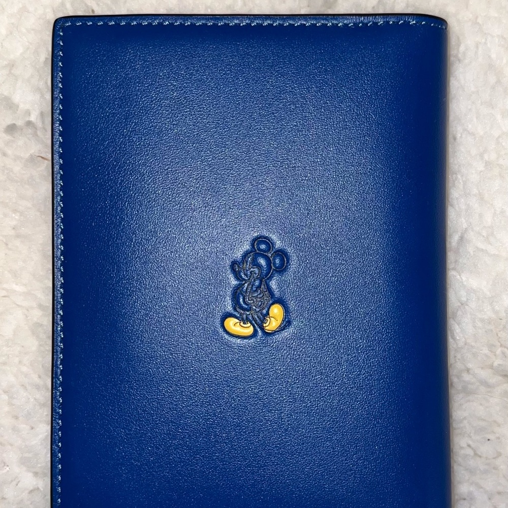 Coach x Disney Mickey Mouse Leather Passport Travel Case 93600 Blue RARE